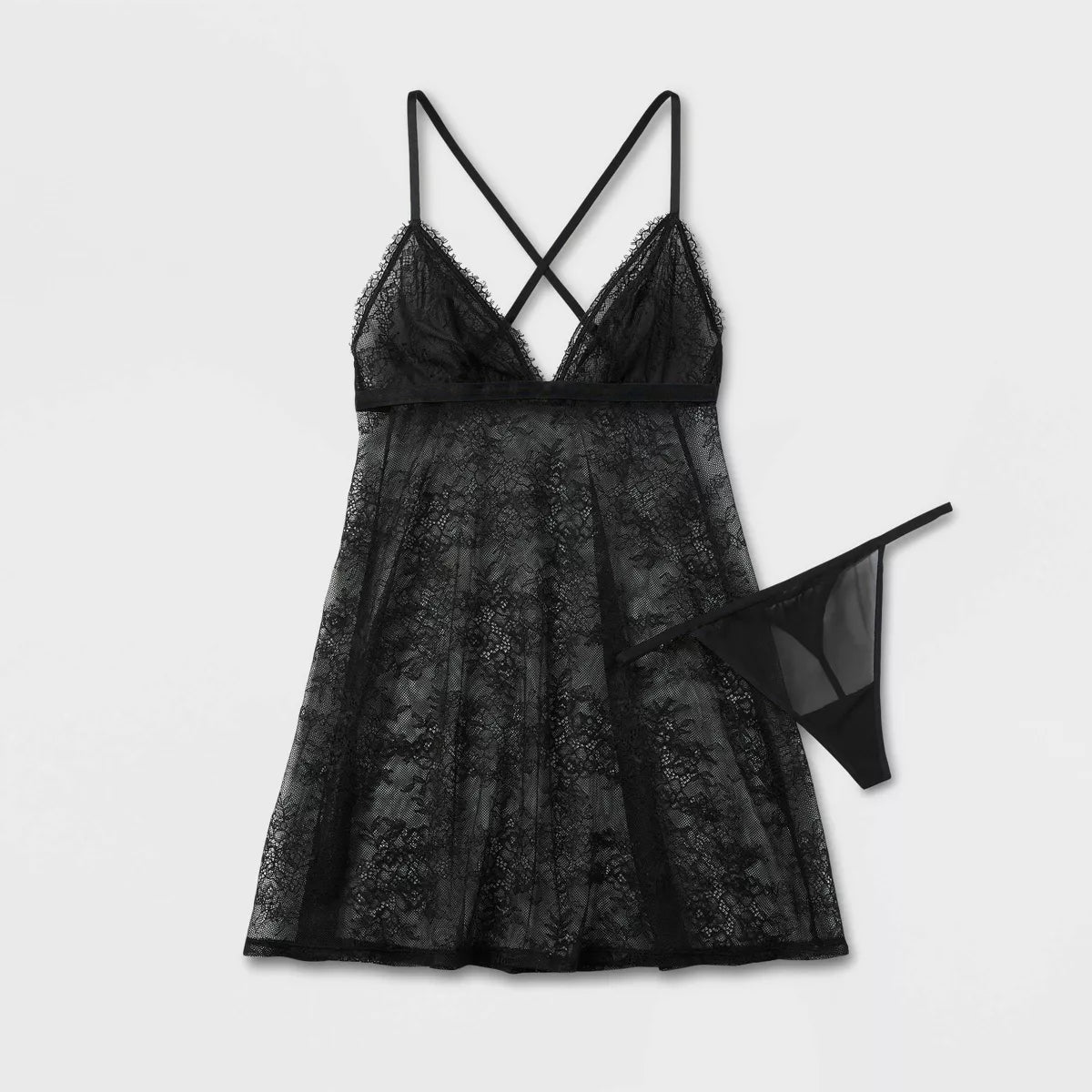 Elegant Black Lace Lingerie Dress